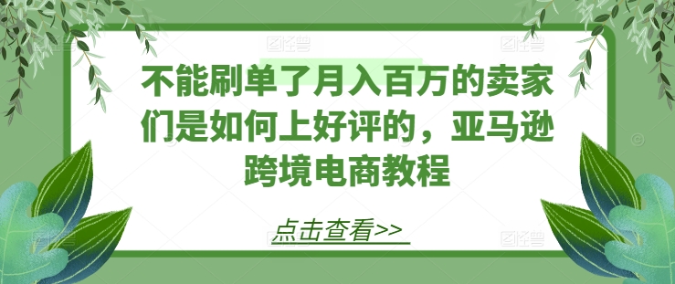 不能刷单了月入百万的卖家们是如何上好评的，亚马逊跨境电商教程插图