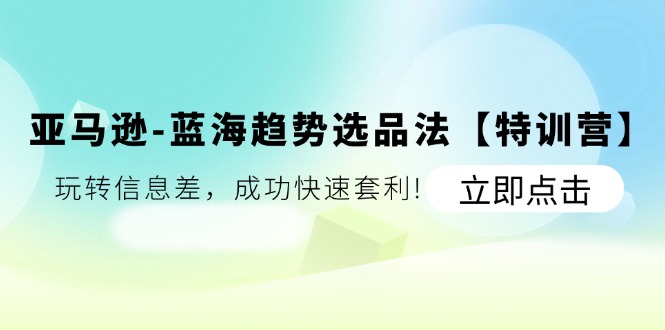 亚马逊蓝海趋势选品法【特训营】：玩转信息差，成功快速套利插图