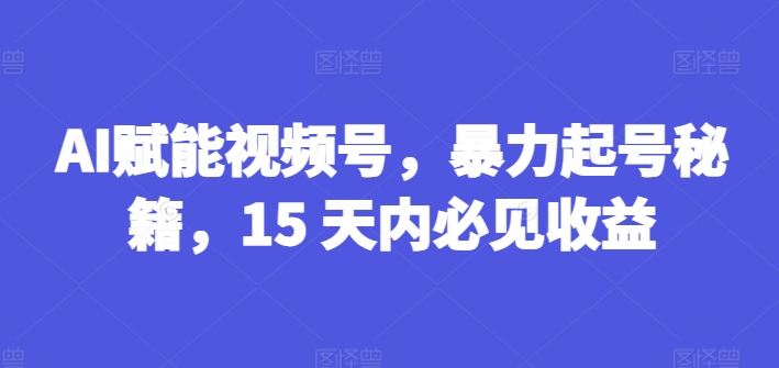 AI赋能视频号，暴力起号秘籍，15 天内必见收益插图