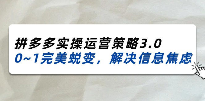 2024-2025拼多多实操运营策略3.0，0~1完美蜕变，解决信息焦虑（38节）插图