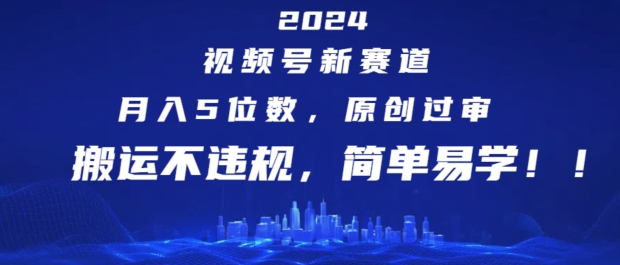2024视频号新赛道，月入5位数+，原创过审，搬运不违规，简单易学插图
