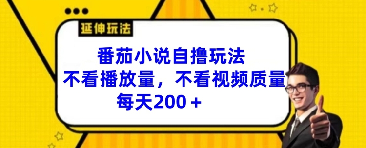 番茄小说自撸玩法，不看播放量，不看视频质量，每天200+插图