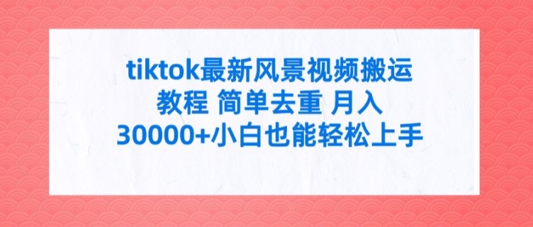 tiktok最新风景视频搬运教程 简单去重 月入3W+小白也能轻松上手插图