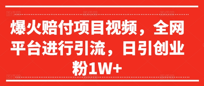 爆火赔付项目视频，全网平台进行引流，日引创业粉1W+插图