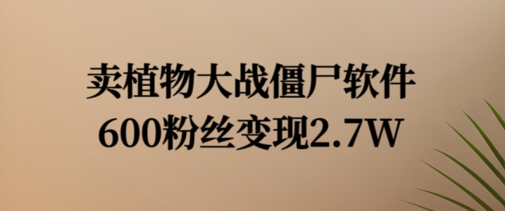 卖植物大战僵尸软件，600粉丝变现2.7W插图