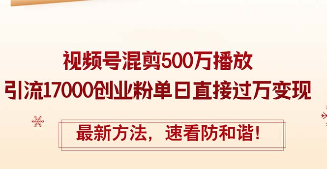 （12391期）精华帖视频号混剪500万播放引流17000创业粉，单日直接过万变现，最新方…插图