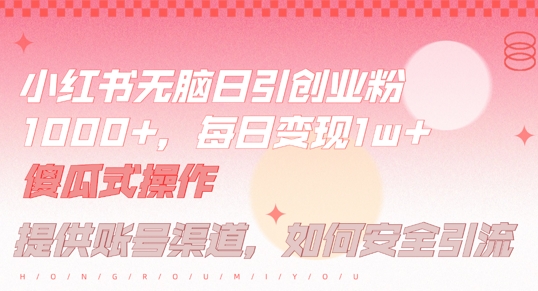 小红书无脑每日引流创业粉500+，小白每天只花半小时，躺赚长尾收益插图