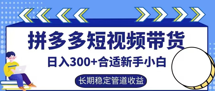 拼多多短视频带货日入300+有长期稳定被动收益，合适新手小白插图