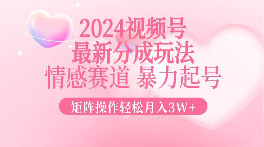 （12922期）2024最新视频号分成玩法，情感赛道，暴力起号，矩阵操作轻松月入3W+插图