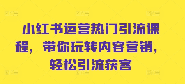 小红书运营热门引流课程，带你玩转内容营销，轻松引流获客插图