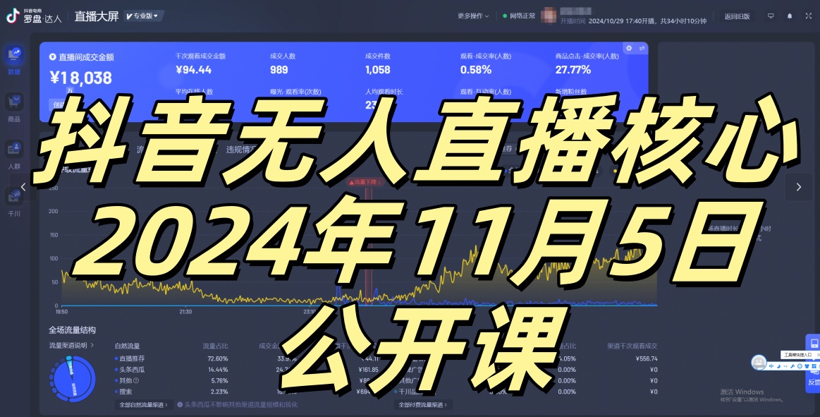 抖音无人直播核心公开课，咸鱼翻身小白可做带有睡后收入月入过万太简单插图