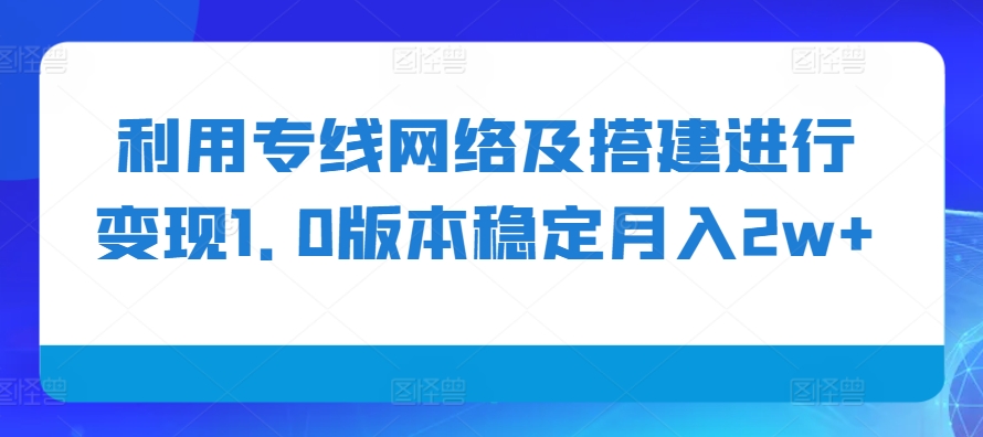 利用专线网络及搭建进行变现1.0版本稳定月入2w+插图