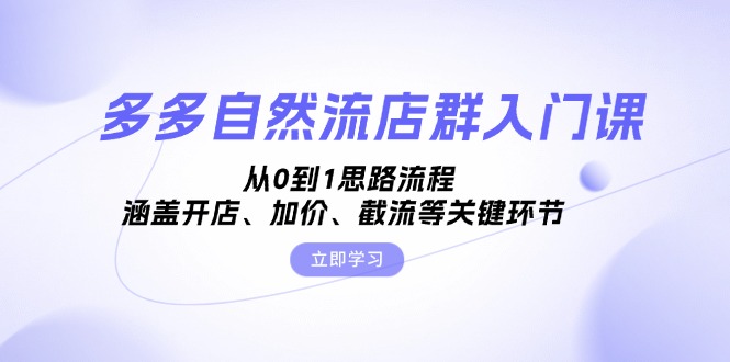 （13279期）多多自然流店群入门课，从0到1思路流程，涵盖开店、加价、截流等关键环节插图