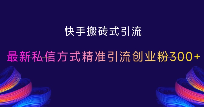 快手搬砖式引流，最新私信方式精准引流创业粉300+插图