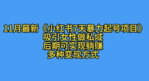 K总部落11月最新小红书7天暴力起号项目，吸引女性做私域插图