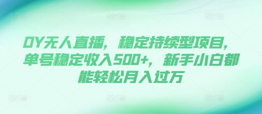 DY无人直播，稳定持续型项目，单号稳定收入500+，新手小白都能轻松月入过万插图