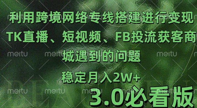 利用跨境电商网络及搭建TK直播、短视频、FB投流获客以及商城遇到的问题进行变现3.0必看版插图