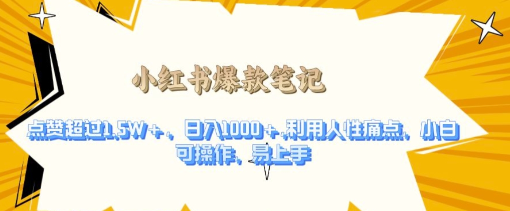 利用人性的痛点，打造爆款笔记，获得点赞超过1.5W+，日入1k插图