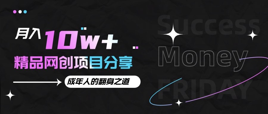 月入十万+的网创项目分享，成年人的最快翻身之道插图