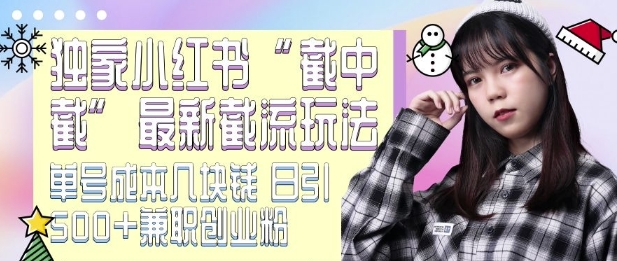 最新小红书截流玩法 独家截中截 单号成本几块钱 日引500+CY粉JZ粉插图