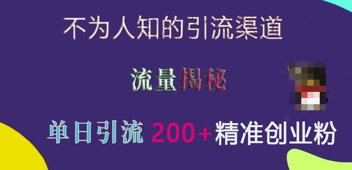 不为人知的引流渠道，流量揭秘，实测单日引流200+精准创业粉插图