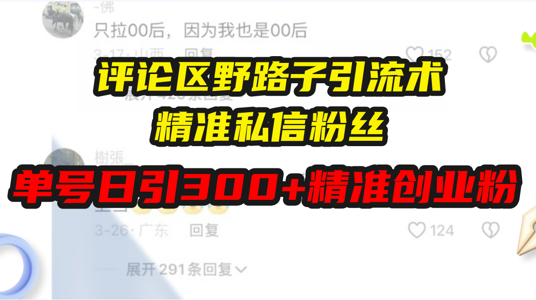 （13676期）评论区野路子引流术，精准私信粉丝，单号日引流300+精准创业粉插图