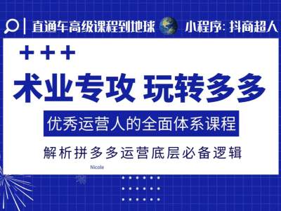 术业专攻玩转多多，优秀运营人的全面体系课程，解析拼多多运营底层必备逻辑插图