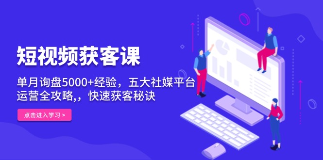 （13715期）短视频获客课，单月询盘5000+经验，五大社媒平台运营全攻略,，快速获客…插图