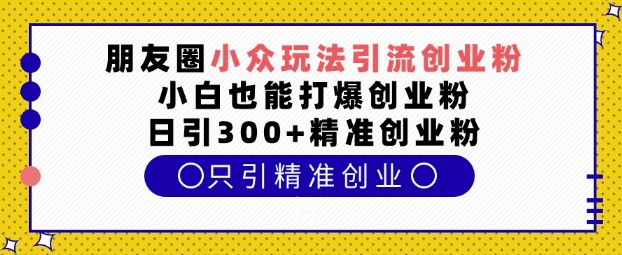 朋友圈小众玩法引流创业粉，小白也能打爆创业粉，日引300+精准创业粉插图