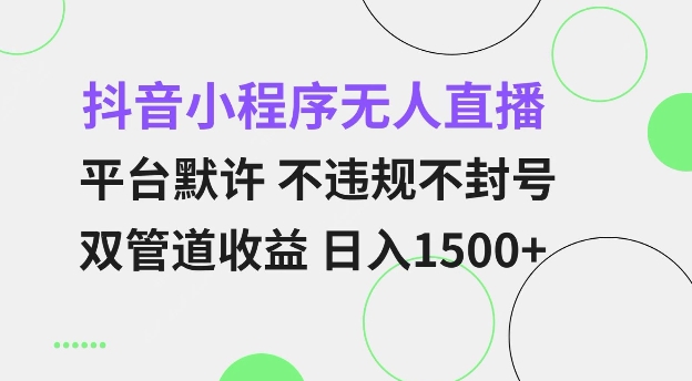 抖音小程序无人直播 平台默许 不违规不封号 双管道收益 日入多张 小白也能轻松操作【仅揭秘】插图