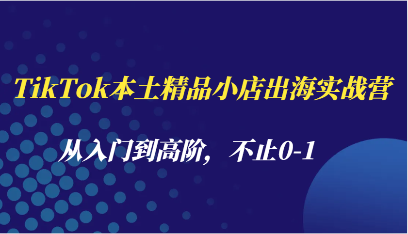TikTok本土精品小店出海实战营，从入门到高阶，不止0-1插图