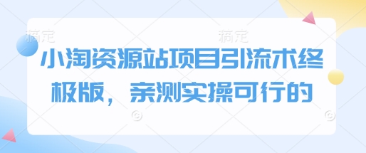 小淘资源站项目引流术终极版，亲测实操可行的插图