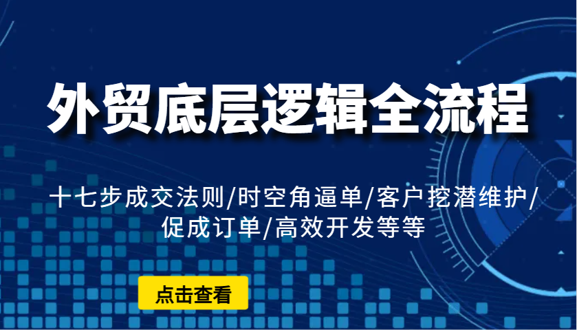 外贸底层逻辑全流程：十七步成交法则/时空角逼单/客户挖潜维护/促成订单/高效开发等等插图