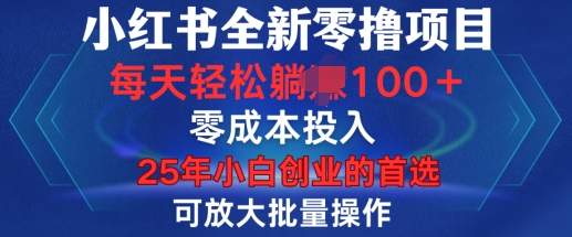 小红书全新纯零撸项目，只要有号就能玩，可放大批量操作，轻松日入100+插图