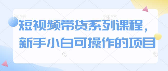 短视频带货系列课程，新手小白可操作的项目插图