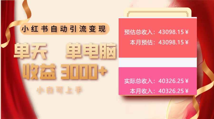 （13999期）小红书自动引流变现 单天单电脑收益3000+  小白可上手插图