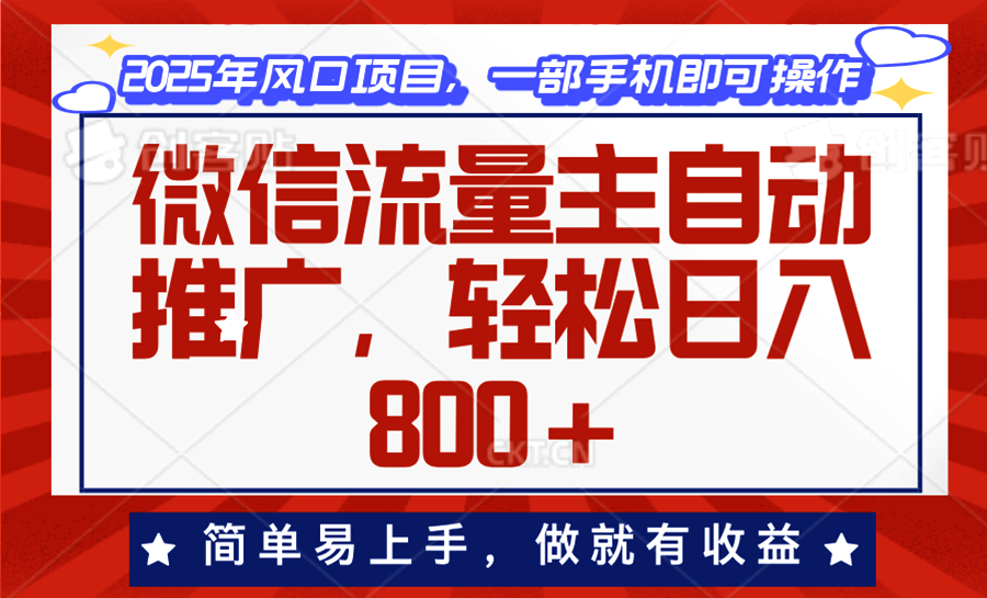 （13993期）微信流量主自动推广，轻松日入800+，简单易上手，做就有收益。插图