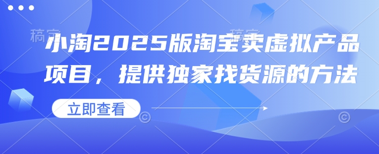 小淘2025版淘宝卖虚拟产品项目，提供独家找货源的方法插图