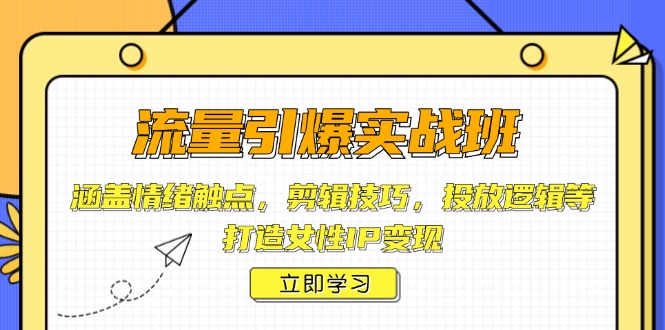 （14008期）流量引爆实战班，涵盖情绪触点，剪辑技巧，投放逻辑等，打造女性IP变现插图