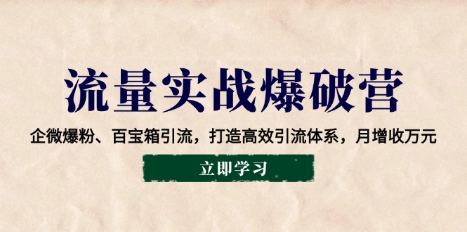流量实战爆破营：企微爆粉、百宝箱引流，打造高效引流体系，月增收万元插图