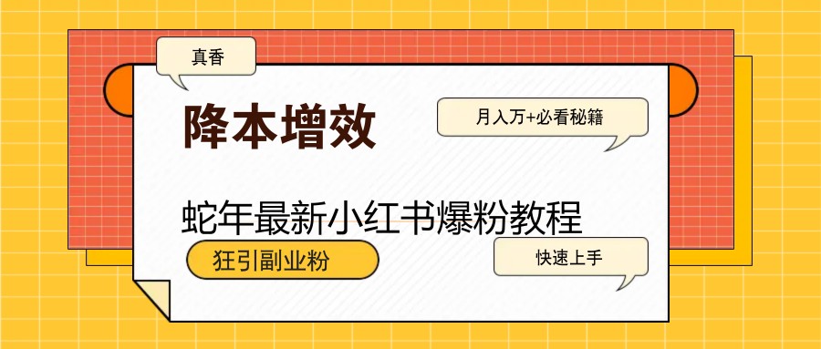 蛇年最新小红书爆粉教程，狂引副业粉，月入万+必看插图