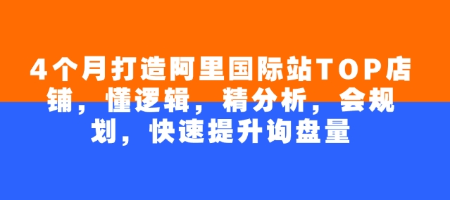 4个月打造阿里国际站TOP店铺，懂逻辑，精分析，会规划，快速提升询盘量插图