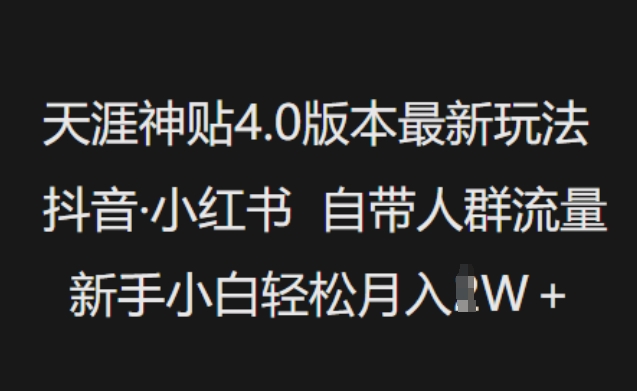 天涯神贴4.0版本最新玩法，抖音·小红书自带人群流量，新手小白轻松月入过W插图