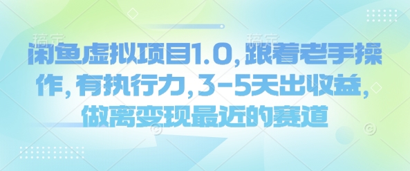 闲鱼虚拟项目1.0，跟着老手操作，有执行力，3-5天出收益，做离变现最近的赛道插图