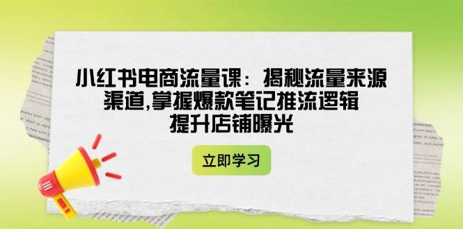 小红书电商流量课：揭秘流量来源渠道,掌握爆款笔记推流逻辑,提升店铺曝光插图