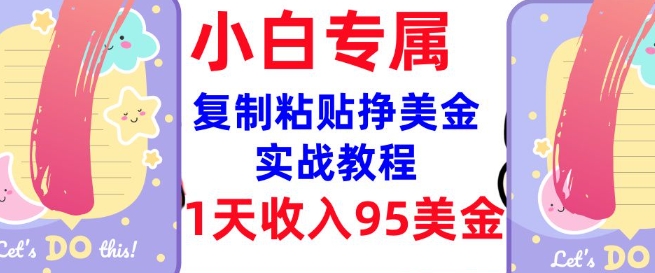 复制粘贴挣美金，0门槛，1天收入95美刀，3分钟学会，内部教程(首次公开)插图