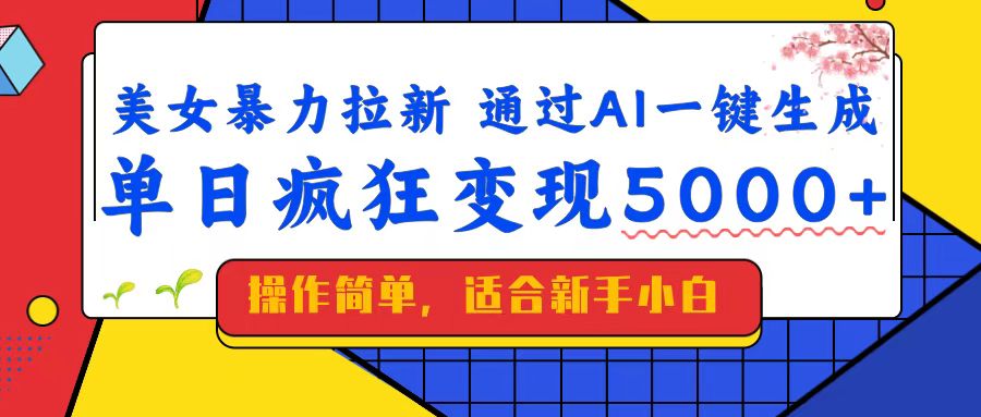 （14347期）美女暴力拉新，通过AI一键生成，单日疯狂变现5000+，纯小白一学就会！插图