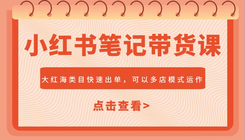 小红书笔记带货课，大红海类目快速出单，市场大，可以多店模式运作插图