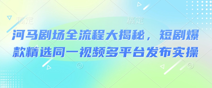 河马剧场全流程大揭秘，短剧爆款精选同一视频多平台发布实操插图