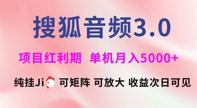 搜狐音频挂ji3.0.可矩阵可放大，独家技术，稳定月入5000+插图